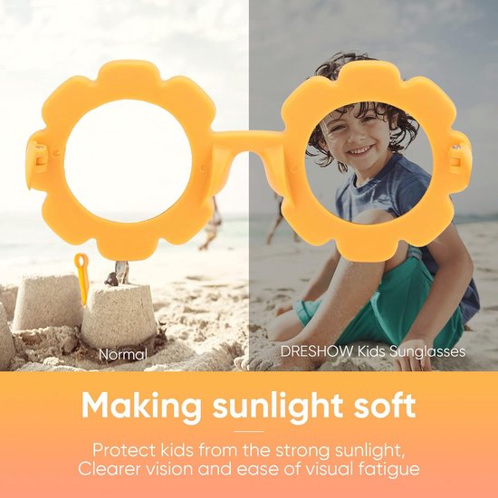 DRESHOW Kids Sunglasses Round Flower Glasses for Girls Boys Outdoor Beach Holiday Cute Eyeglasses Party Accessories van Merkloos — afbeelding 2
