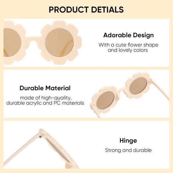 DRESHOW Kids Sunglasses Round Flower Glasses for Girls Boys Outdoor Beach Holiday Cute Eyeglasses Party Accessories van Merkloos — afbeelding 4