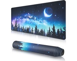 EFISH Grote gamingmuismat(800 × 300 × 3mm) met gestikte randen, verlengde muismat, duurzame antislip basis van natuurlijk rubber, wasbaar toetsenbord, bureaukussen voor gamer, kantoor en thuis.