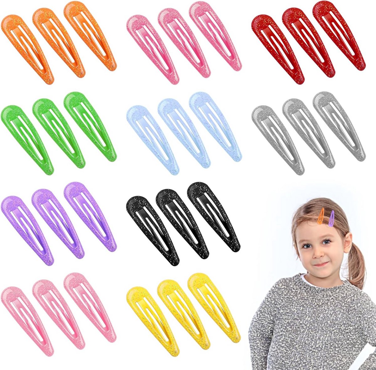 Haarclips met Drukknopen - Set van 30 Metalen Haaraccessoires voor Meisjes (5cm)
