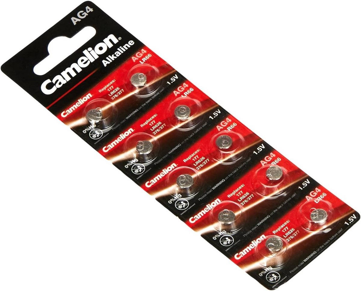 Alkaline Knoopcel AG4 1,5 V - Blisterverpakking van 10 Stuks