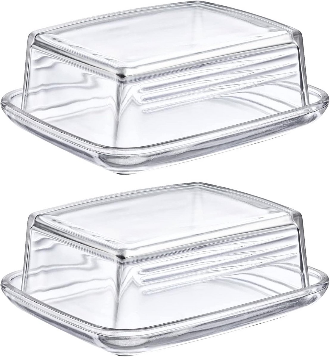 Set van 2 Glazen Boterboterdozen met Deksel voor Koelkast en Tafel