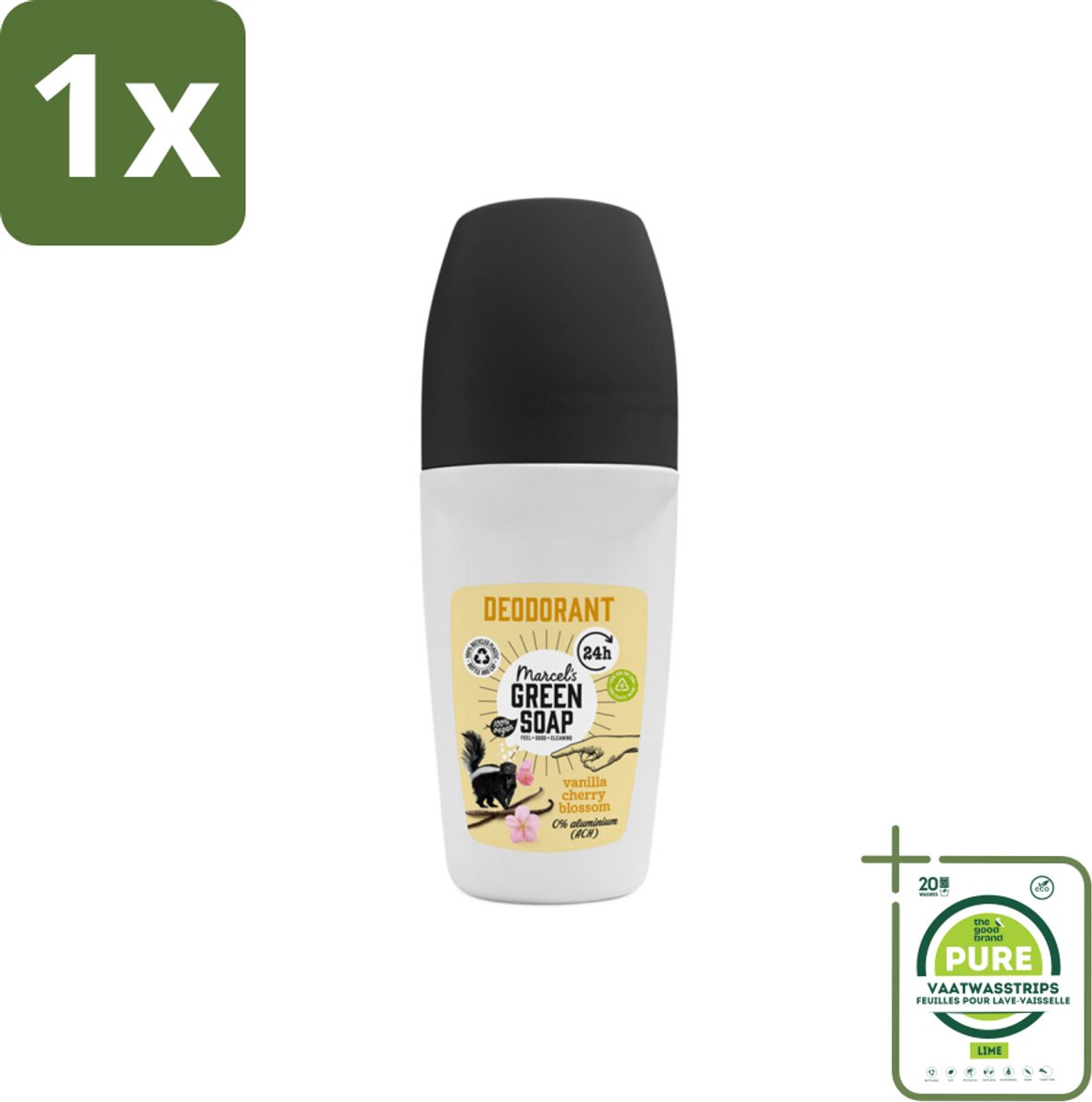 1 x Marcel's Green Soap - Deodorant Roller - Vanilla & Cherryblossom - Langdurige frisheid - 50 ml - Deodorant - Natuurlijke Deodorant - Vegan Deodorant - Aluminiumvrij Deodorant - Duurzame Deodorant