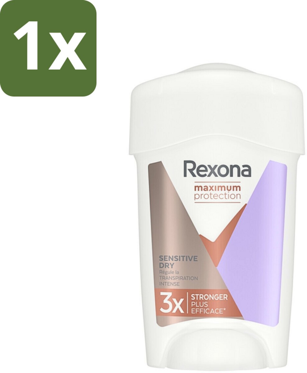 1 x Rexona Women - Deodorant Stick - Maximum Protection Sensitive Dry - Extra Bescherming - 45 ml - Anti-transpirant Stick - Gevoelige Huid - Sensitive Dry - 96 Uur Bescherming - Dermatologisch Getest