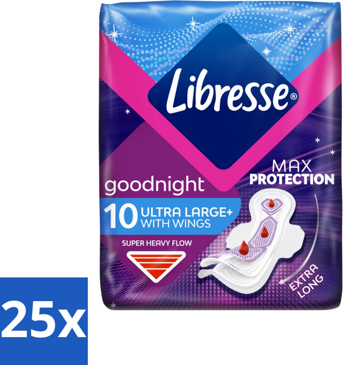 25 x Libresse – Inlegkruisjes – Invisible Goodnight 3 mm – Nachtbescherming – 10 Inlegkruisjes - Koffiezetapparaat