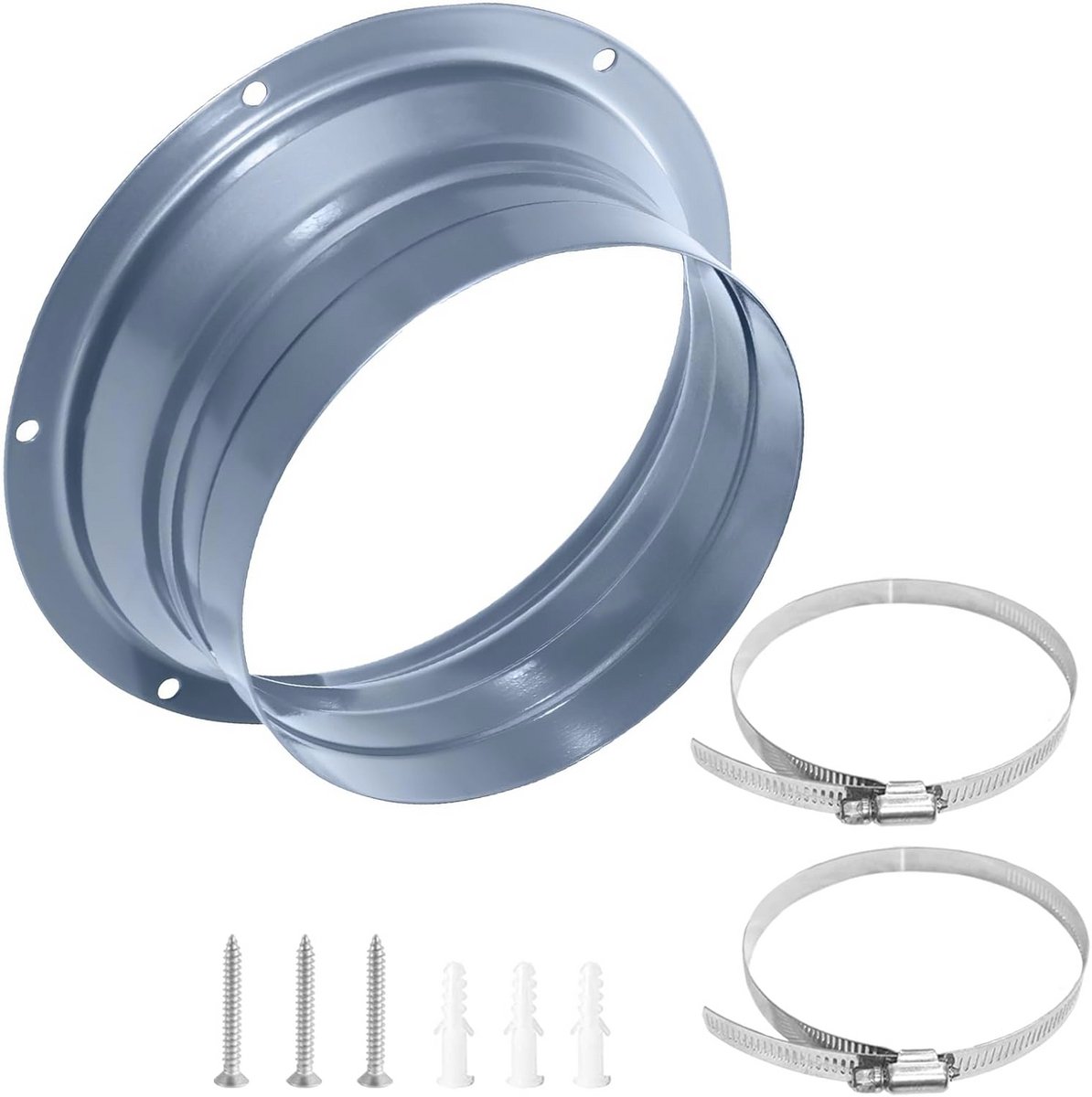Wandflens voor ventilatiesystemen 150 mm - Metalen lasflens met slangklem en schroeven