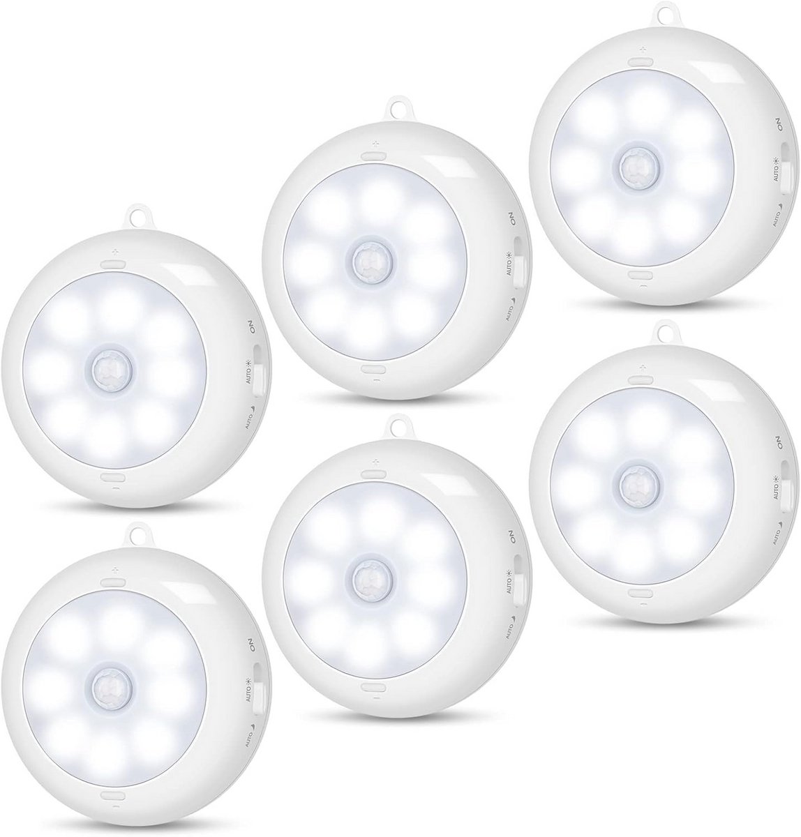 Bewegingssensorlicht voor Binnen - Dimbare Batterij-aangedreven LED Pucklampen voor Muur, Stap en Trap - 6 Stuks