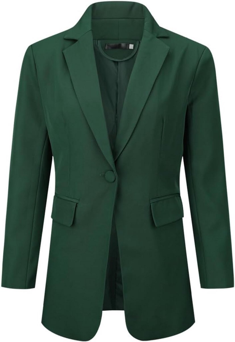 Lange Dames Blazer Casual Werk Kantoor Jas Groen