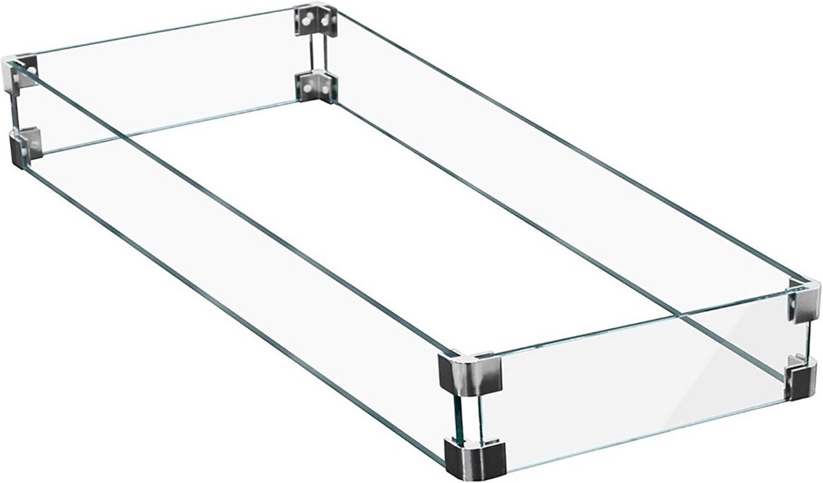Rechthoekig Helder Glas Windscherm voor Vuurkorf 28" X 14"