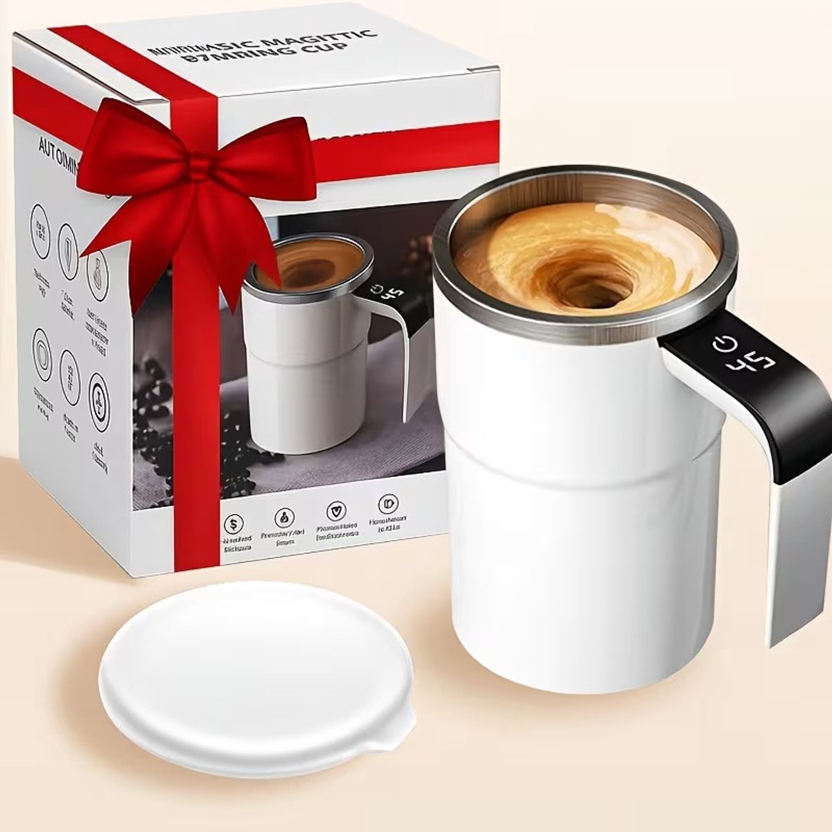 Automatische Roerende Koffiemok met Temperatuurweergave, USB Oplaadbaar 304 RVS