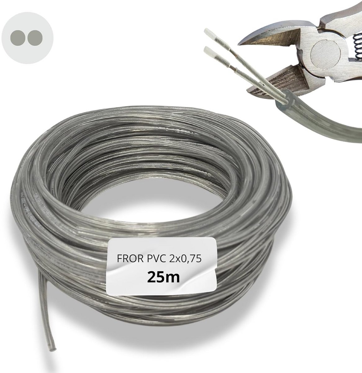 25 meter Elektrische Kabel 2x0.75 - Transparant Gepolariseerd - Dubbele PVC Isolatie - Installatiekabel - Ronde Slangkabel
