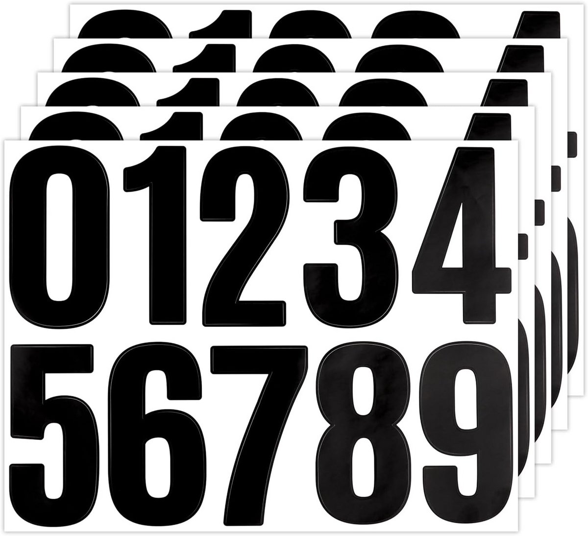 Waterdichte Vinyl Adresstickers - 5 Vellen met Grote Cijfers voor Brievenbus