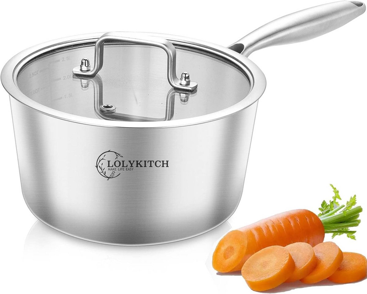 Professionele RVS Steelpan met Deksel - 3 L / 20 cm Inductie - Ovenbestendig
