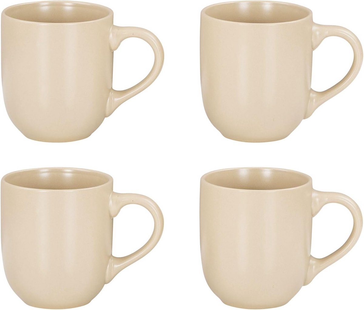 Set van 4 aardewerk mokken 300 ml beige koffiebekers