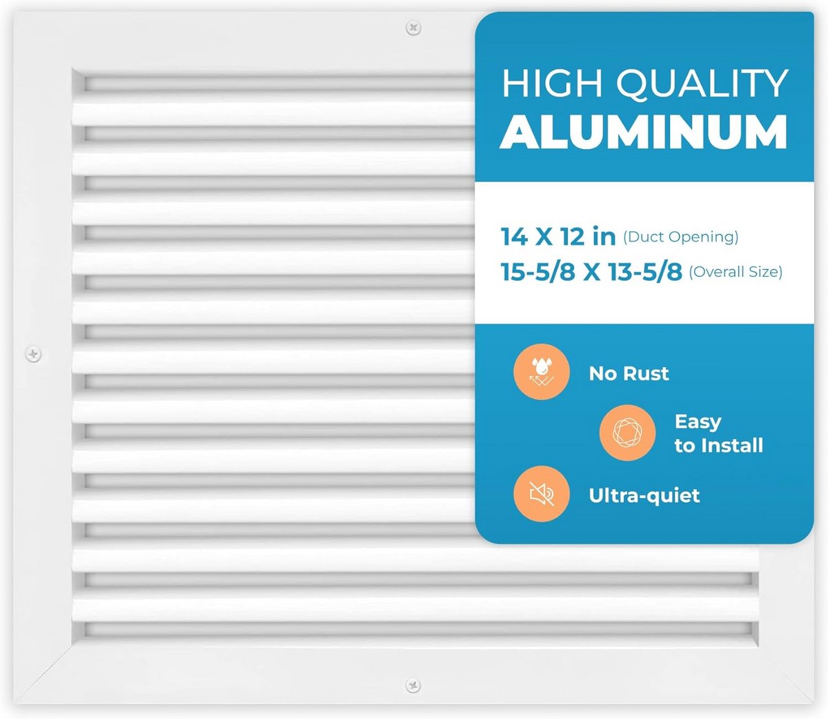 Ventilatierooster 35,5 x 30,5 cm - Duurzaam Aluminium Wisselrooster voor AC-Ventilatie - Geluidsarme Wandopening voor Optimale Luchtstroom