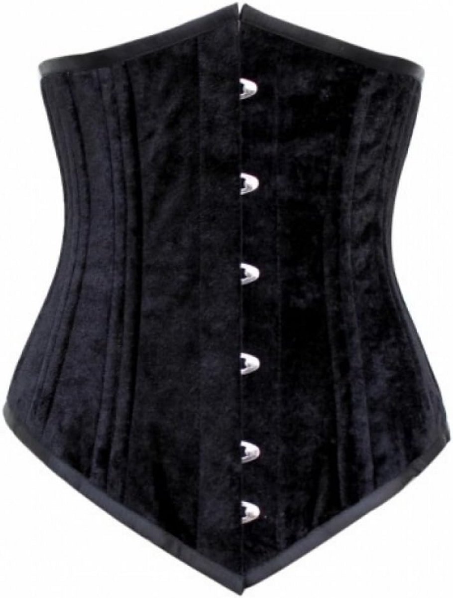 Zwart Fluweel Taille Korset met Onderbuste Ontwerp voor Vrouwen | Burlesque / Goth Stijl