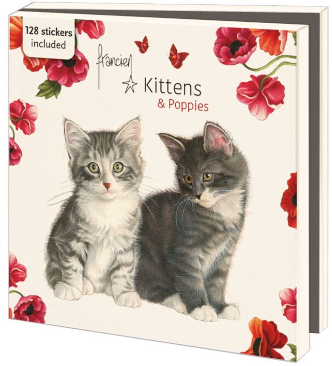 Kaartenmapje met env, vierkant: Kittens & Poppies