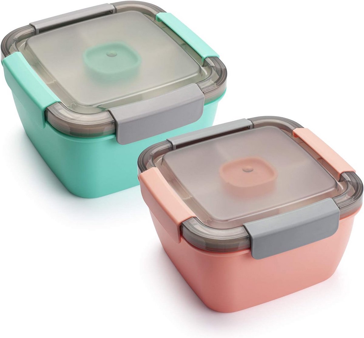 Grote Lunchbox met 3 Vakken voor Salade, Snacks en Dressing