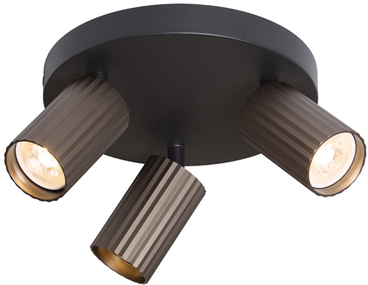 Searchlight Moderne Opbouwspots GU10 Ann 3 Lichtpunten Rond Brons Metaal Slaapkamer Gang/Hal Keuken Dimbaar