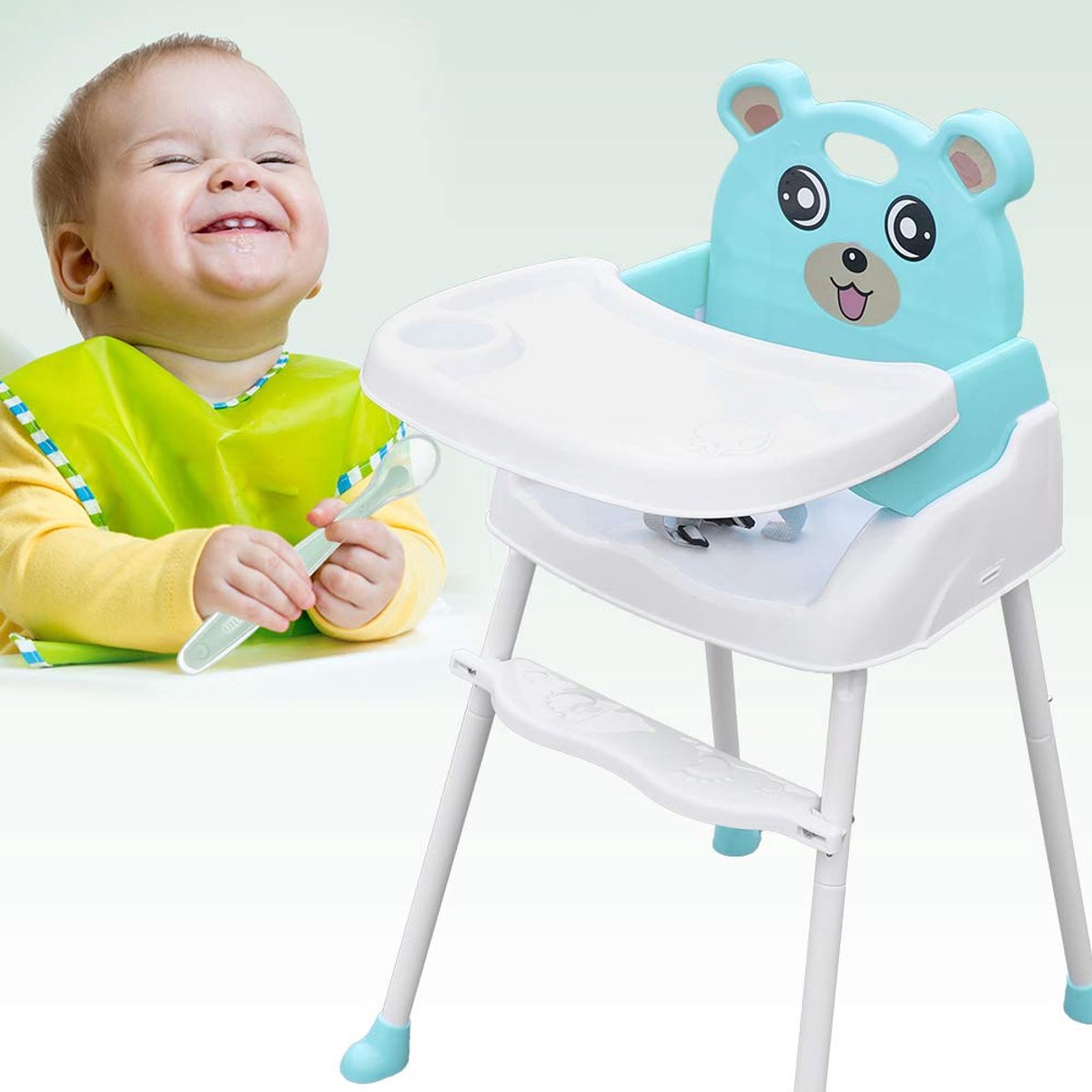 Kinderstoel voor babystoel, tafel en stoelen voor baby's, eten, huis, draagbaar, kinderzitje, multifunctioneel, verstelbaar, 4-in-one