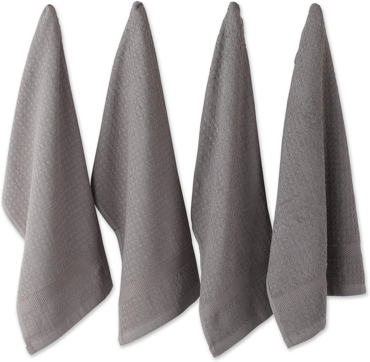 Theedoeken set van 4 - 100% katoen wafeldoek 38 cm x 66 cm grijs