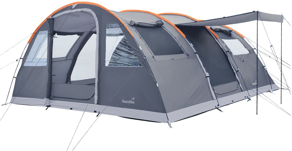 Skandika tunneltent Gotland 6 Sleeper Protect | Kampeertent voor 6 personen, ingenaaide tentvloer, met donker slaapcabine zwart gecoat, waterkolom 5000 mm | Tenten, familietent, kampeertent