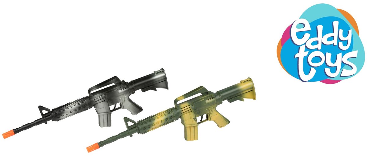 Eddy Toys speelgoedpistool gun automatic 46cm 2as - speelgoedgeweer voor rollenspel - gemaakt van kunststof - kleur groen en zwart - geschikt vanaf 3 jaar - afmetingen 46 x 13 x 4,2 cm