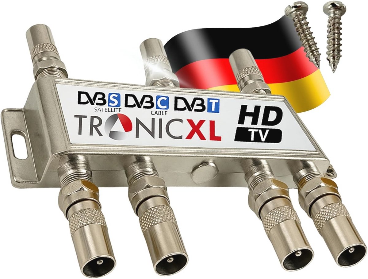 6-voudige F-splitter en antenneverdeler voor kabeltelevisie en HD 4K TV