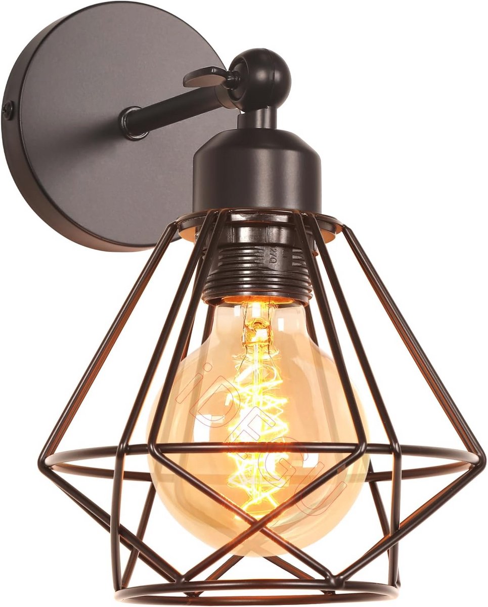 Industriële verstelbare wandlamp met kooi-design