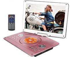YOOHOO 14 inch Portable DVD Player with Remore Controller High Resolution Rechargeable Battery Large Size Screen DVD Player for Car (Gold)