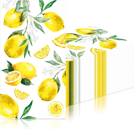 Casiler Citroen Papieren Servetten Zomer Lunch Decoratieve Servetten Gele Servetten Citroen Gedrukt Drank Diner Servet Voor Zomer Party Supplies Tafel Decor