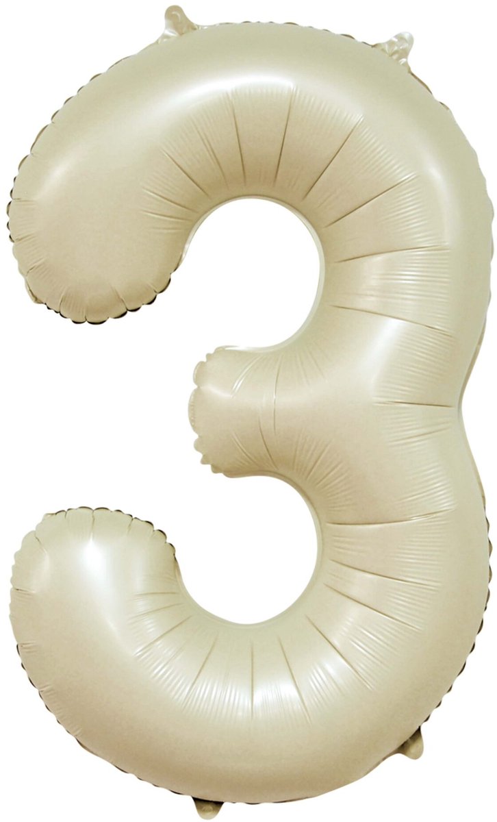 Folieballon 34″ cijfer 3 – Crème