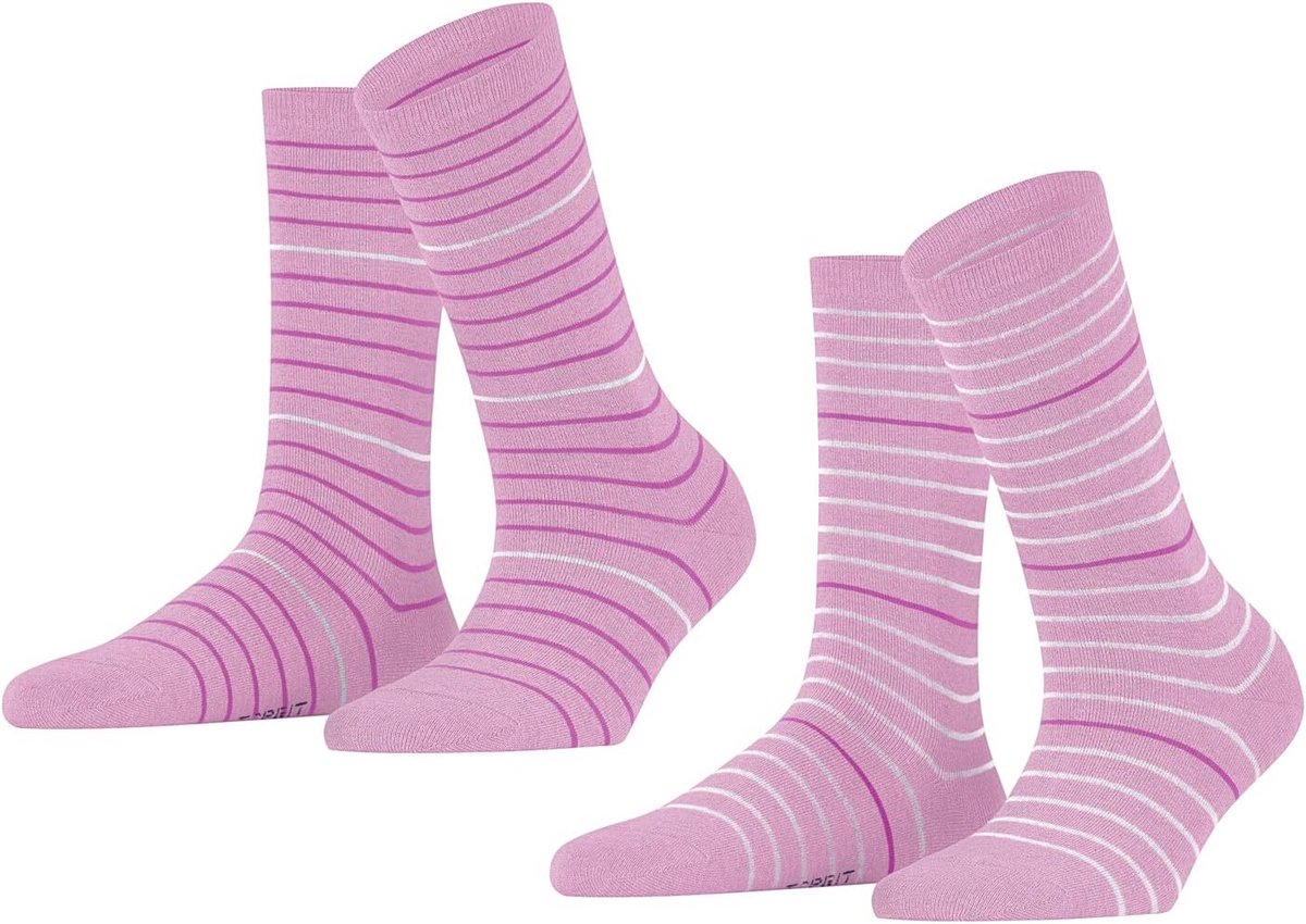 Dames Enkelsokken Dunne Streep 2-Pack Ademend Katoen