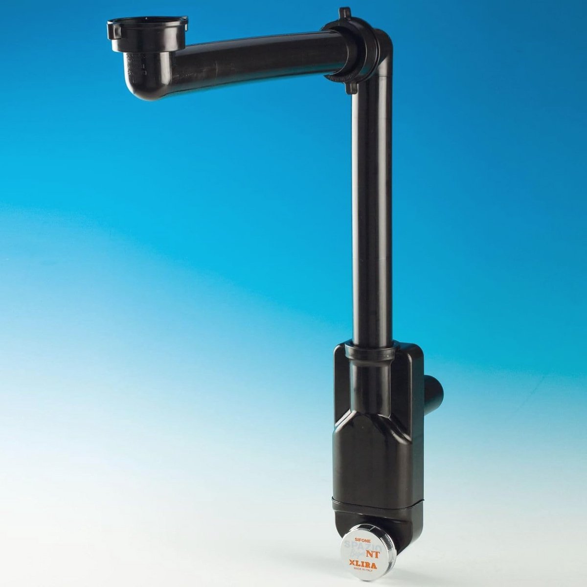 Plaatsbesparende sifon met kijkopening voor keuken en badkamer - 32-40 mm zwart