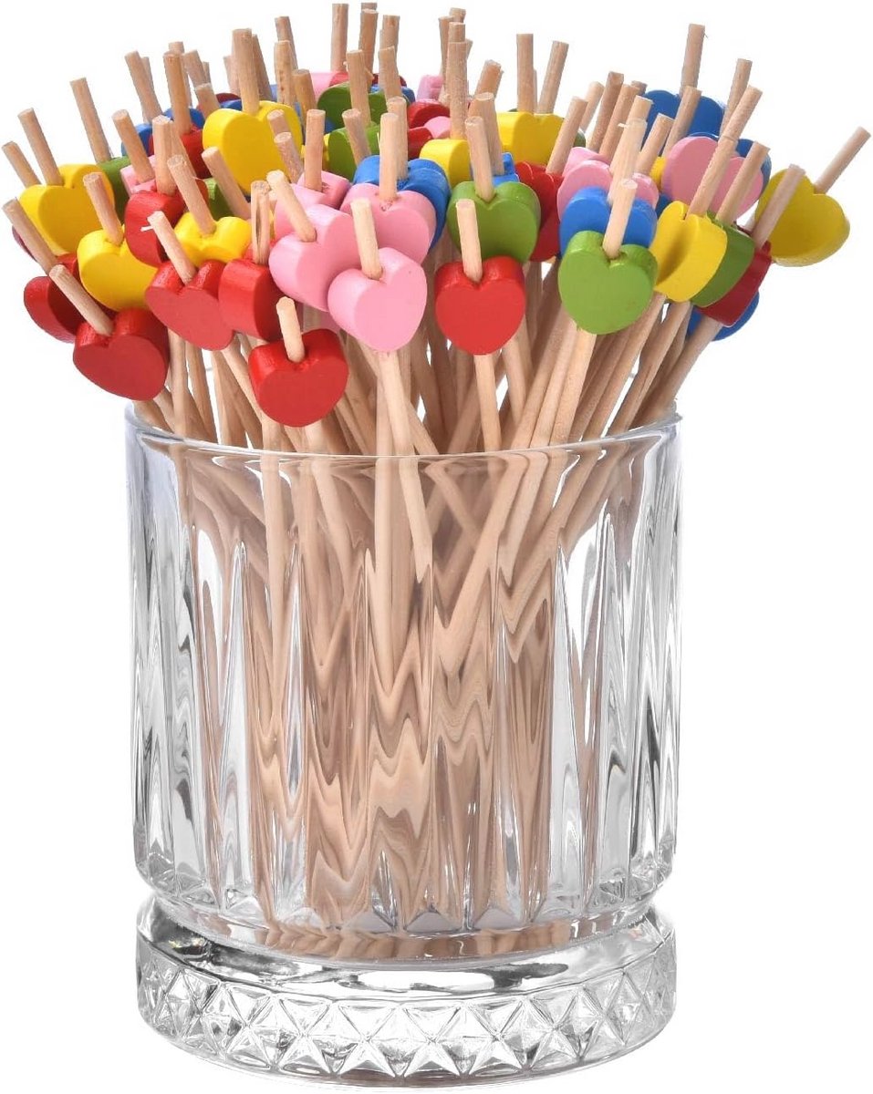 100 Stuks Cocktailprikkers - Houten Tandenstokers voor Feesten en Bruiloften