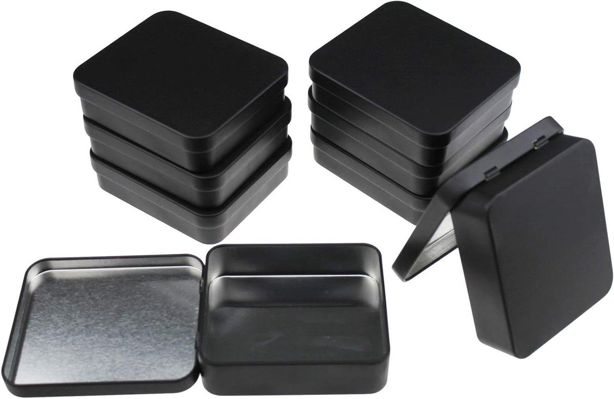 Allecta - Lege zwarte metalen opbergdozen - Set van 8 - Voor snoep, geschenken en schatten