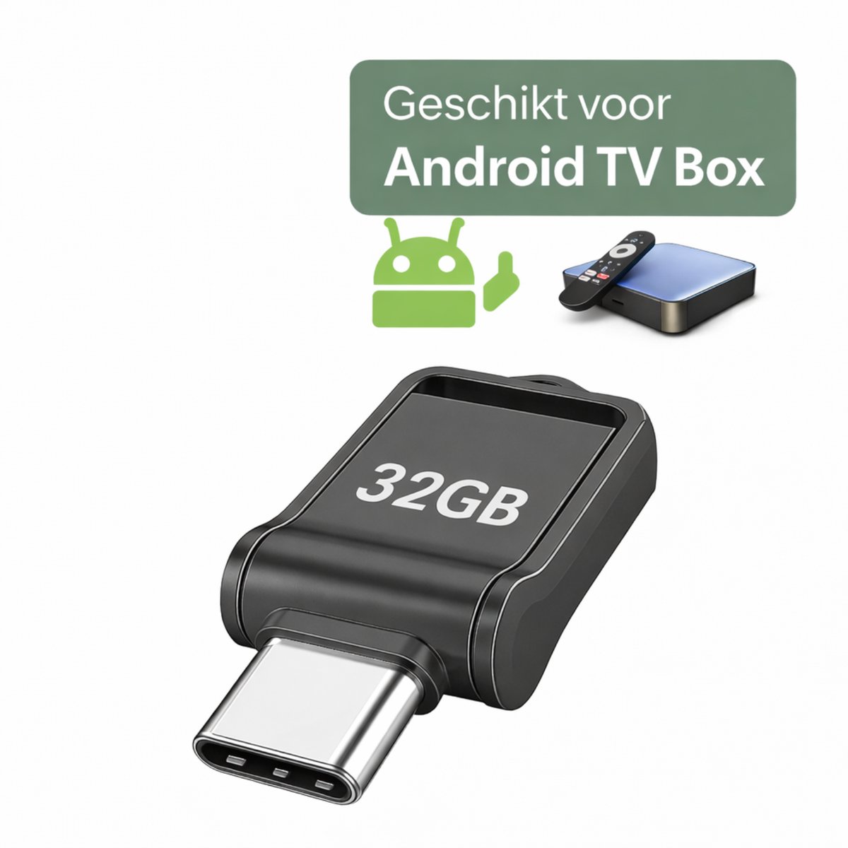 Extra opslag voor Android TV Box - 32GB usb stick - USB-C en USB-A - Mini USB 3.2