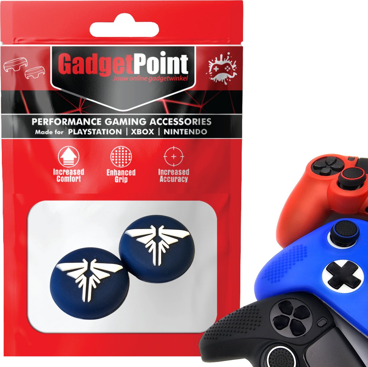 Gadgetpoint - Thumb Grips voor PlayStation, PS5, Xbox X/S, One & Switch Pro Controller - Gaming Thumbgrips - Performance Anti-Slip Thumbsticks - Bescherming Accessoires - Angel - Blauw/Wit