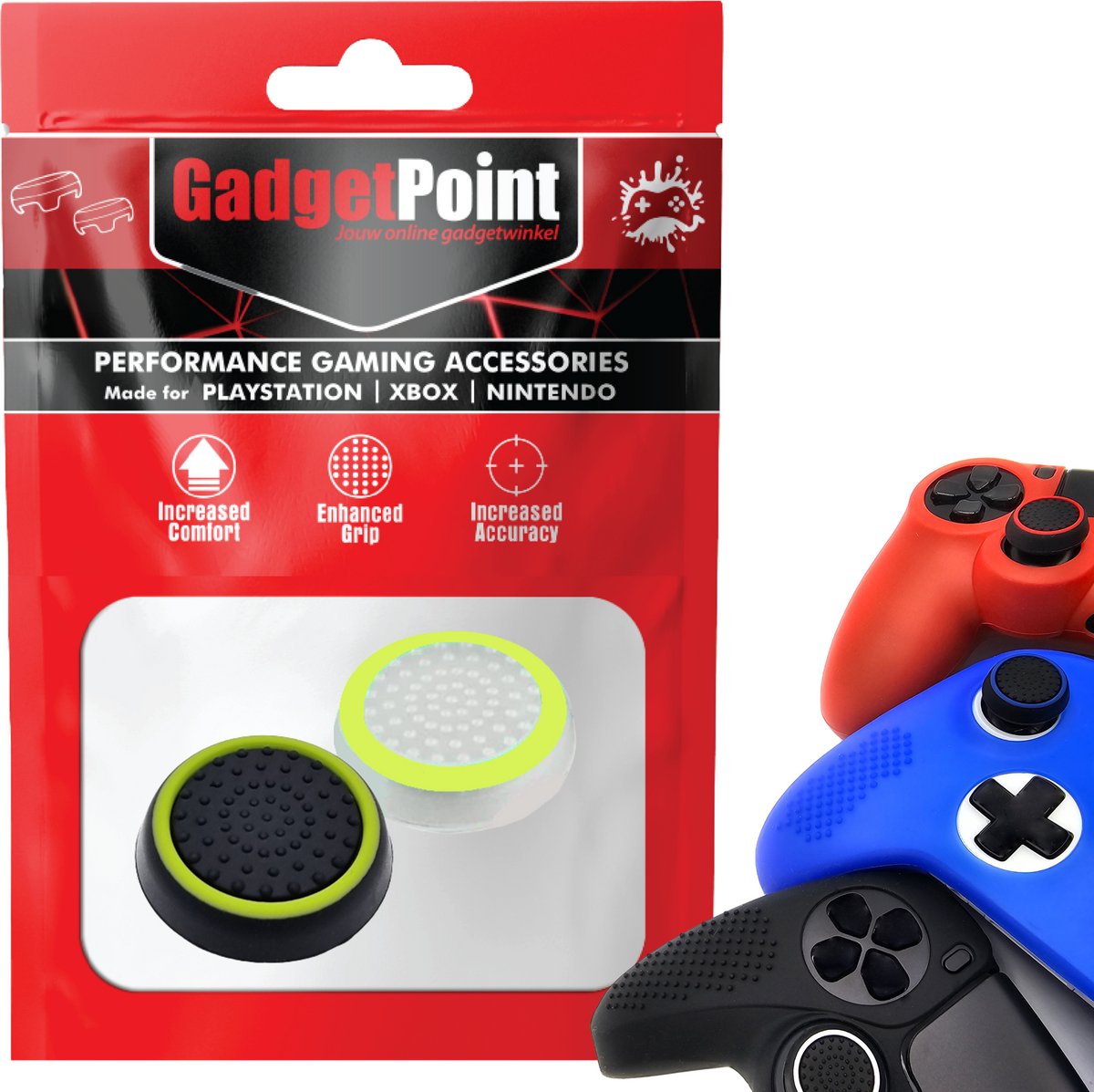 Bol.com Gadgetpoint - Thumb Grips voor PlayStation, PS5, Xbox X/S, One & Switch Pro Controller - Gaming Thumbgrips - Performance... aanbieding