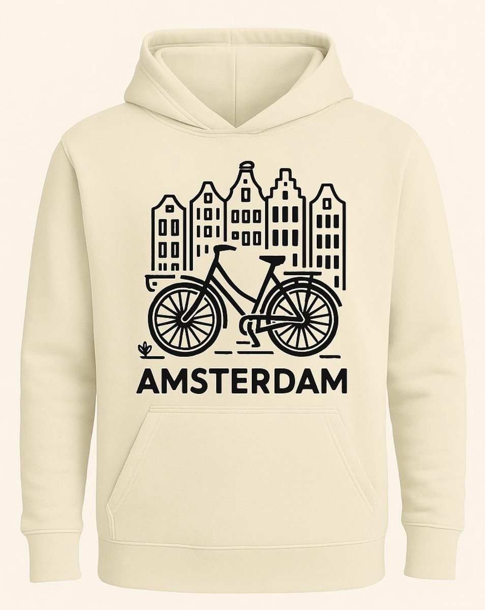 Hoodie Fiets Amsterdam - Cream - L