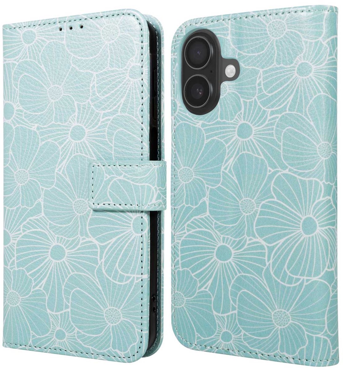 imoshion Hoesje - Geschikt voor Apple iPhone 16 - Design Bookcase smartphone - Botanica