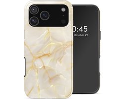 Selencia Hoesje - Geschikt voor Apple iPhone 17 Pro Max - Backcover geschikt voor MagSafe - Golden Beige Marble