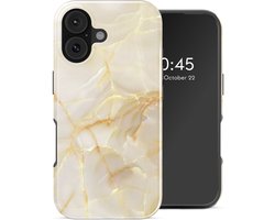 Selencia Hoesje - Geschikt voor Apple iPhone 17 - Backcover geschikt voor MagSafe - Golden Beige Marble