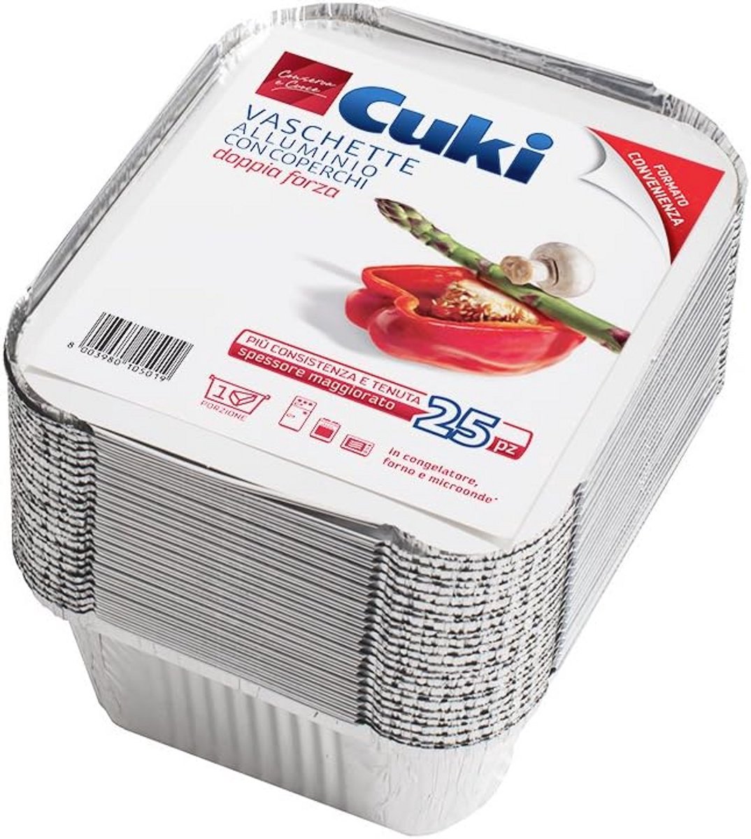 Aluminium Container met Deksel - Dubbele Dikte - Rechthoekig - 25 Stuks
