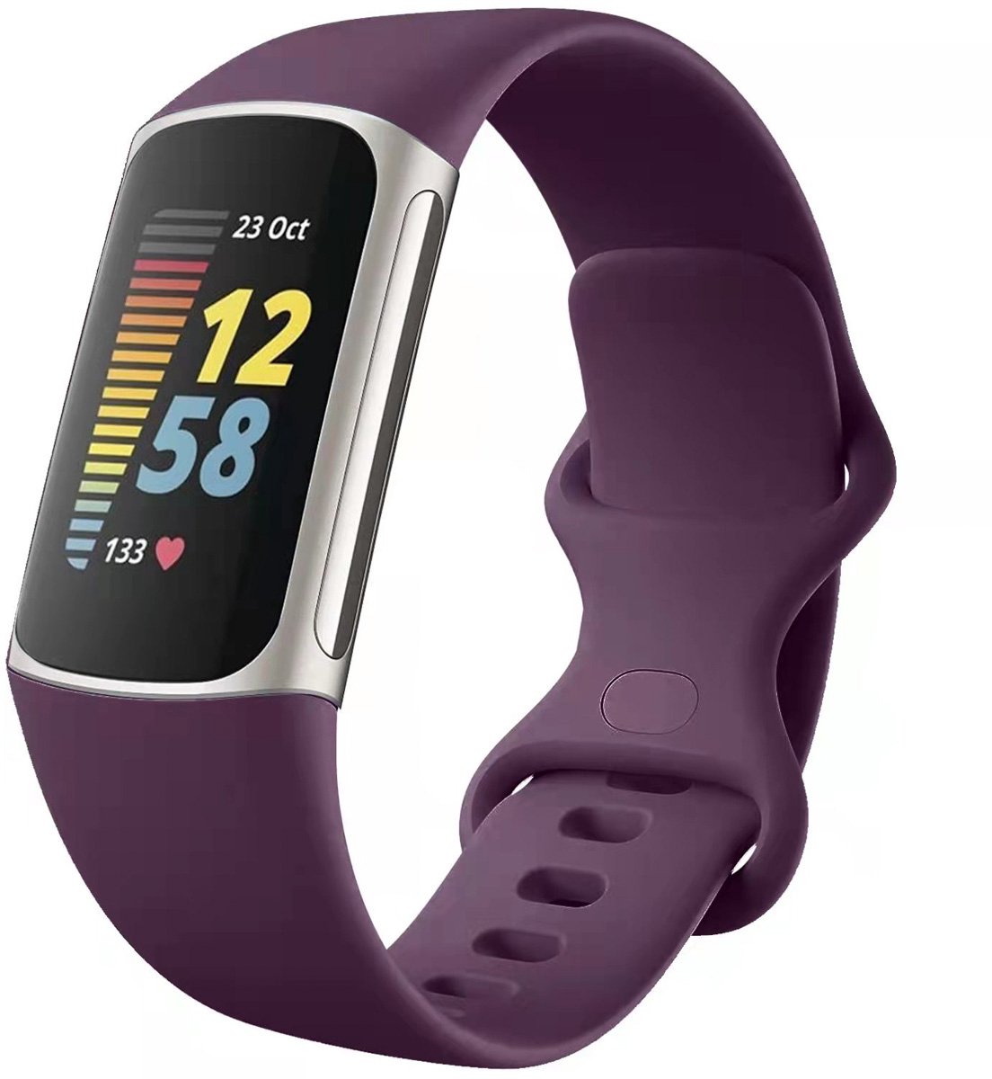 Siliconen bandje - Geschikt voor Fitbit Charge 5/ Charge 6 - Paars