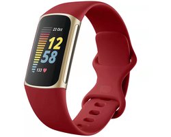 Siliconen bandje - Geschikt voor Fitbit Charge 5/ Charge 6 - Rood