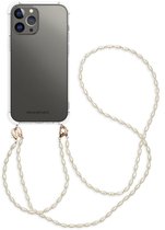 imoshion Hoesje - Geschikt voor Apple iPhone 13 Pro Max - Backcover met koord + armband - Parels - Transparant