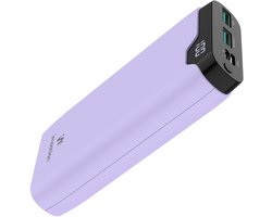 imoshion® Powerbank 20000 mAh - 22.5W Snellader - USB C / USB A - LED Display - Powerbanks - Universeel - Noodpakket - Lila
