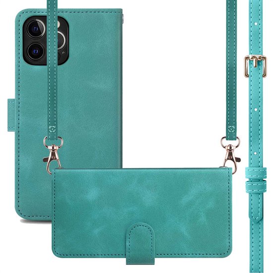 imoshion Hoesje - Geschikt voor Apple iPhone 12 Pro / 12 - Bookcase met koord - Turquoise