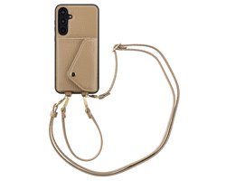 Selencia Hoesje - Geschikt voor Samsung Galaxy A55 (5G) - Sera Koordhoes met pashouder envelop - Taupe